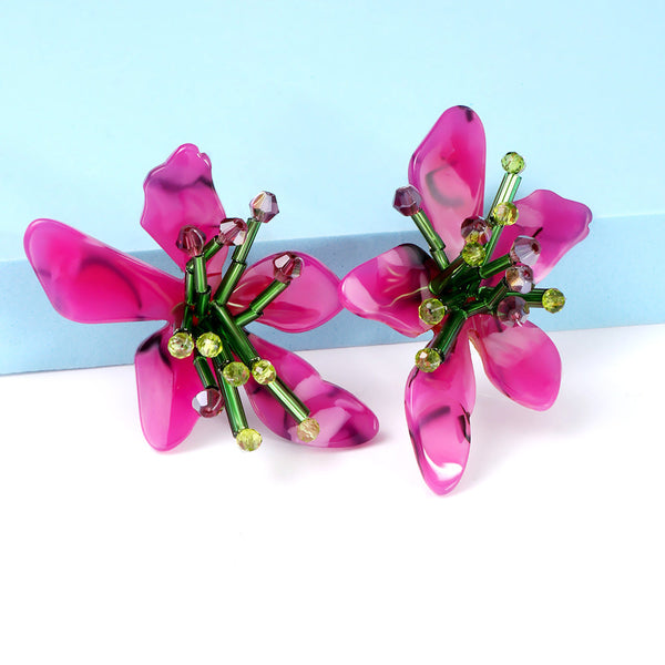 Veile Studios Acrylic Flower Retro Beach Style Trendy Womens Jewelry Accessories Earrings