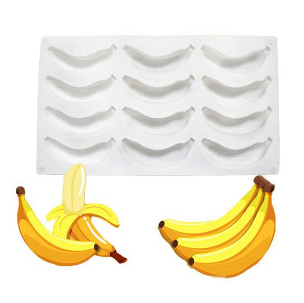Silicone Mousse Cake Mold 12 Cavity Banana Shape For French Desserts And Chocolate Filling Muffin Pans & Baking Moulds