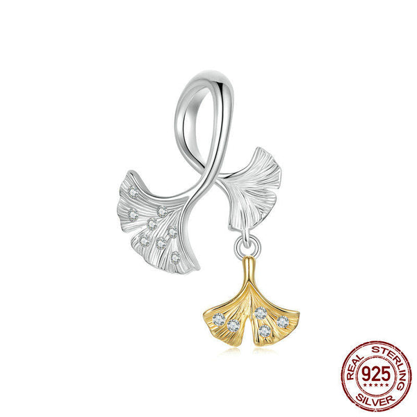 Veile Studios Silver Charm Original Autumn Forest Ginkgo Leaf Pendant Accessories S925 Beads Necklaces & Pendants