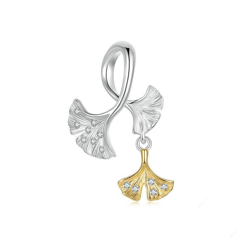Veile Studios Silver Charm Original Autumn Forest Ginkgo Leaf Pendant Accessories S925 Beads Necklaces & Pendants