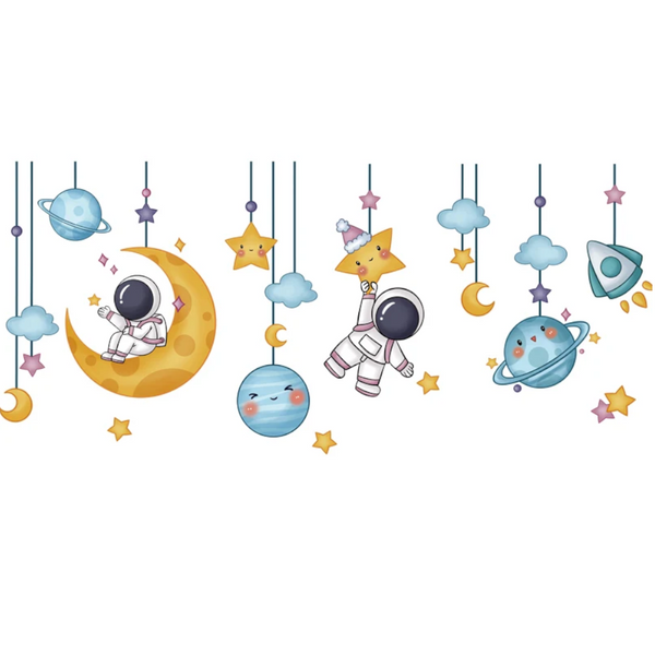 Astronauts Wall Stickers Vinyl Diy Stars Planets Decals For Kids Rooms Baby Bedroom Children Nursery Home Decoration Wall Decals & Stickers