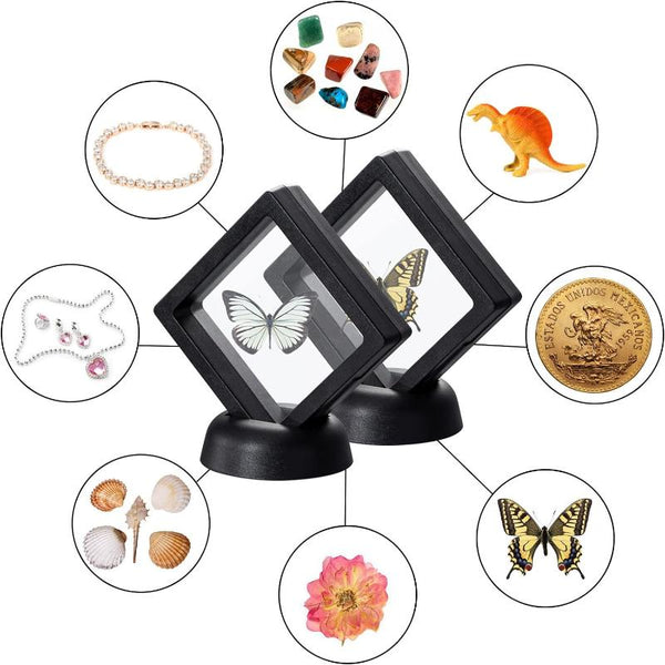 Veile Studios Jewelry Storage 10Pcs Black Base Set 3D Floating Display Case Stands Holder Jewellery Holders & Organisers