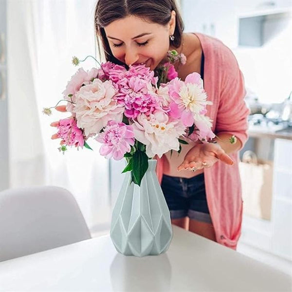 Flower Vase Pink Medium Geometric Style Nordic Pot Decor Vases