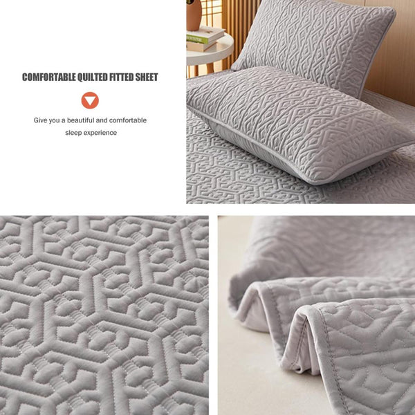 Mattress Cover Gray Double Size Pure Cotton Soft Quilted Bed Sheet Protector Mattress Toppers & Protectors