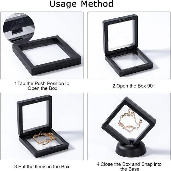 Veile Studios Jewelry Storage Set 10Pcs White Base 3D Floating Display Case Stands Holder Jewellery Holders & Organisers