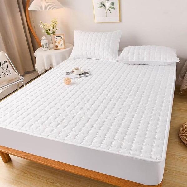 Mattress Cover White Waterproof Quilted Fitted Bed Sheet Sheets