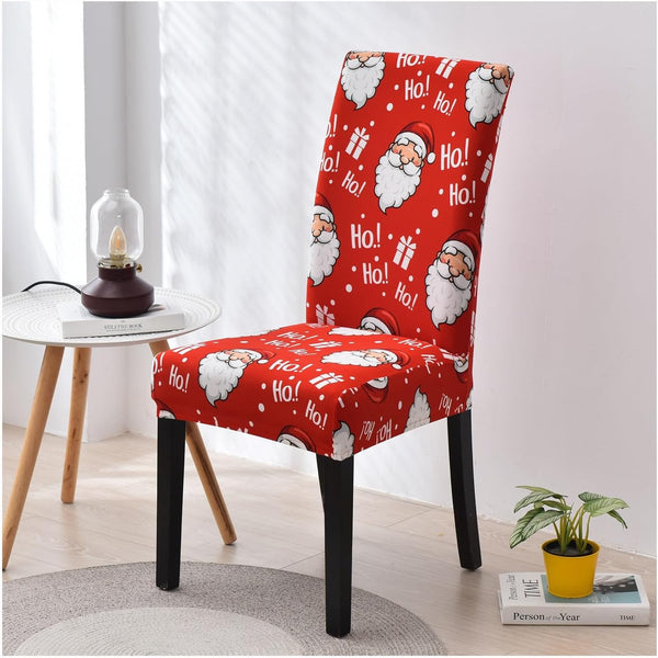 Chair Cover Red Santa Claus Design Anti Dirt Elastic Material Dining Room Slipcovers