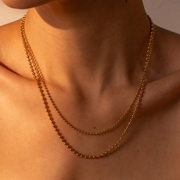 18K Gold Plated Lobster Closure Bead Necklace Necklaces & Pendants