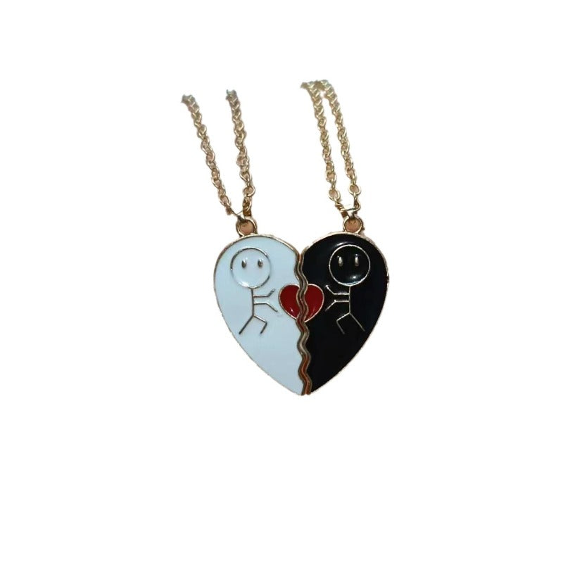 Veile Studios Heart Shaped Multi Part Stickman Couple Necklace Necklaces & Pendants