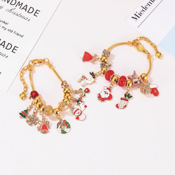 Christmas Decorations Gift Advent Calendar Fabric Bag Bracelet Necklace Beaded Diy Set Seasonal Decorations