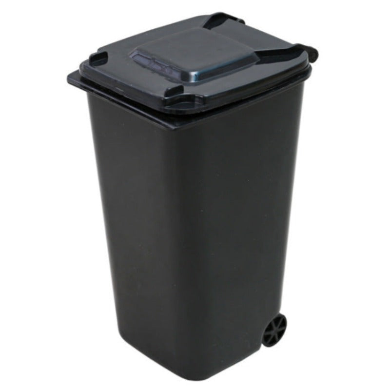 Multifunctional Plastic Storage Bin Desktop Trash Can With Wheel Pen Holders