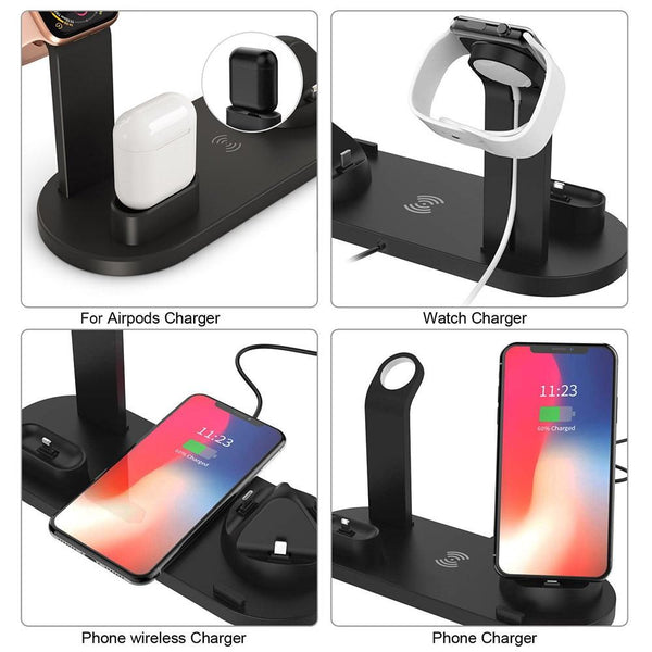 4 In 1 Wireless Charging Dock Station For Apple Watch Iphone X Xs Xr Max 11 Pro 8 Airpods 10W Qi Fast Charger Stand Holder Chargers & Cradles