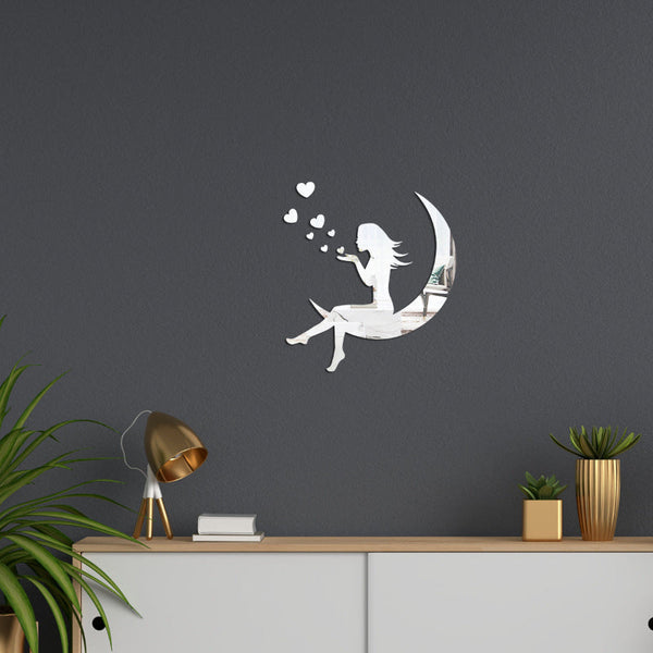 Moon Girl Mirror Sticker 1Mm Acrylic 3D Wall Decal For Room And Bedroom Decorations Mirrors
