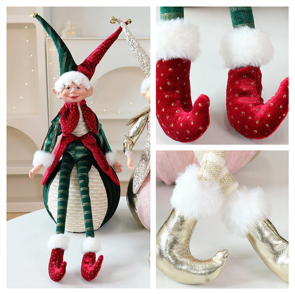 Christmas Red And Green Ball Elf Doll Ornament Tree Decoration Hotel Window Display Seasonal Decorations