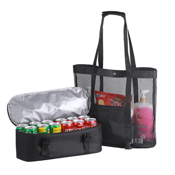 Insulated Food Delivery Bags Large Capacity Beach Picnic Camping Mesh Tote Bag With Cooler Durable Multi