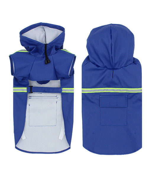 Large Dog Raincoat Poncho Style Reflective Strip Pet Windproof Waterproof Hooded Dog Clothing & Shoes