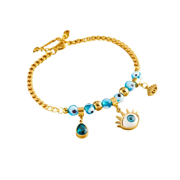 Veile Studios Stainless Steel Gold Plated Double Layer Bracelet For Women Fashion Jewellery Bracelets