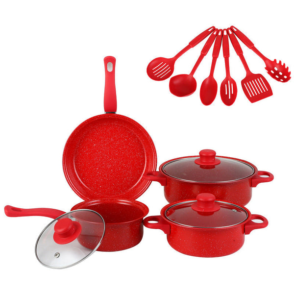 13 Piece Premium Non Stick Cookware Set: Frying Pans Casserole Wok Multi Func Stylish Durable Outdoor Ready Other Cookware