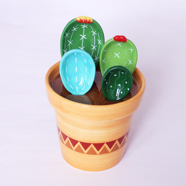 Ceramic Novelty Cactus Pot Measuring Spoons Cups Kitchen Tools Measuring Cups Jugs & Spoons