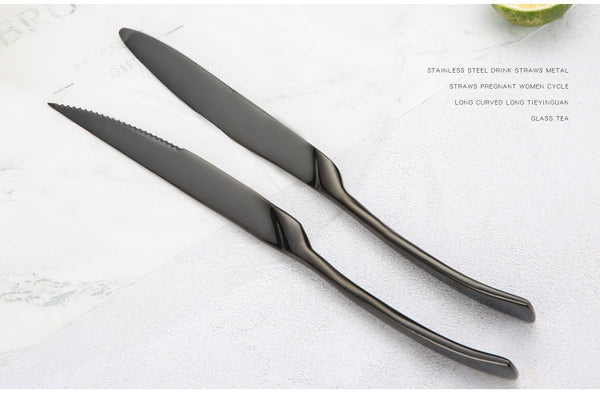 Portugal Titanium Black Stainless Steel Western Cutlery Set For Hotel And Restaurant Knife Fork Spoon Suite Factory Wholesale Cutlery Sets