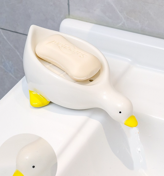 Cute Little Yellow Duck Soap Box Draining Toilet Sink New Soap Dishes & Dispensers