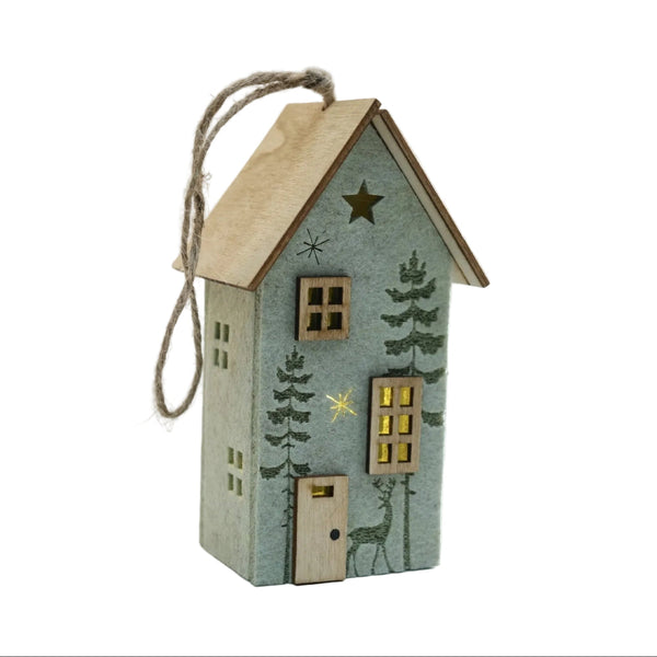 Felt Light Up Mini Wooden House Christmas Tree Desktop Bar Counter Atmosphere Decoration Festival Ornament Seasonal Decorations