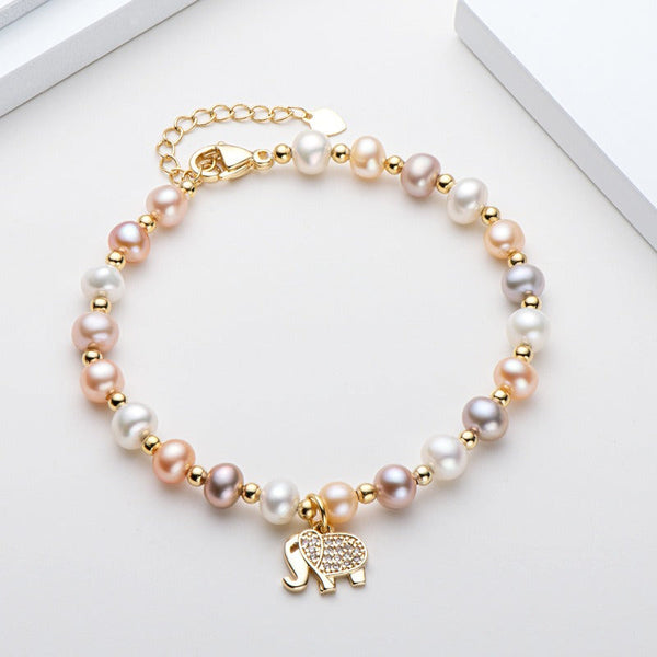 Veile Studios Elephant Pearl Bracelet Girls Best Friend Handheld Gift With Gold Package Bracelets