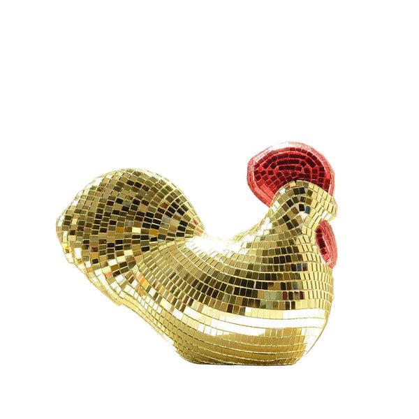Ornamental Chicken Sculpture With Mirror Tiles Figurines