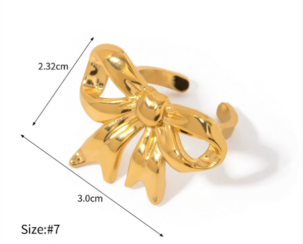 18K Gold Plated Stainless Steel Bow Ring Rings