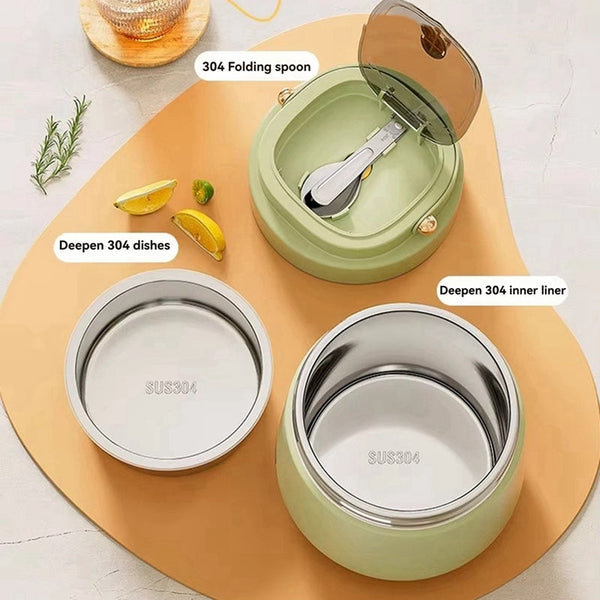 Adults Stainless Steel Insulated Lunch Box With Spoon And Fork Bag Leak Proof Keeps Food Warm Lunchboxes