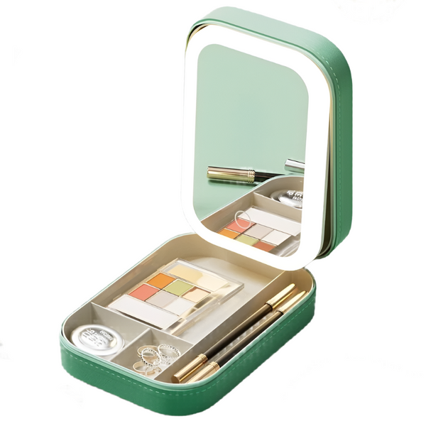 Makeup Storage Box With Led Light Mirror Portable Travel Organizer Makeup Bags & Cases