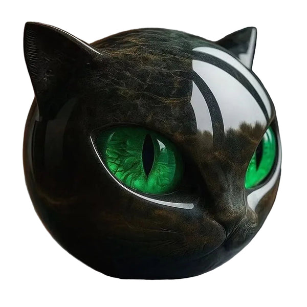 Black Cat Stone Statue (Resin Head Marble Texture): Healing Souvenir Gift Home/Office Desk Decor. Ornaments & Statues