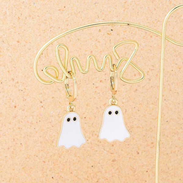 Alloy Halloween Ghost Hoop Gold Plated Womens Jewellery Earrings
