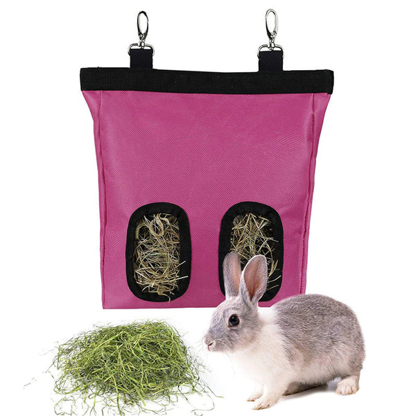 Blue 2 Holes Hanging Hay Storage Feeder Bag For Guinea Pigs Rabbits Hamsters 2 Holes Small Animal Supplies
