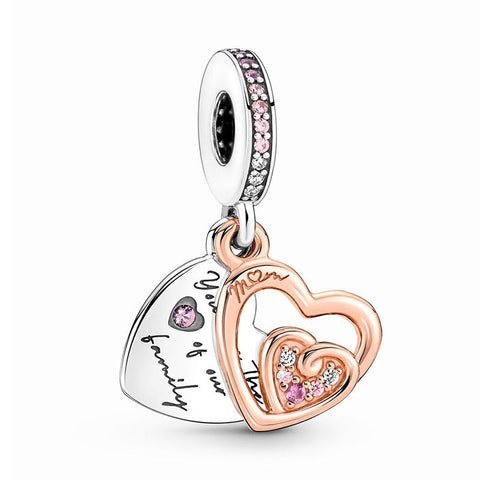Veile Studios S925 Sterling Silver Eternal Confession Double Surround Heart Motorcycle Accessories Charms & Charm Bracelets