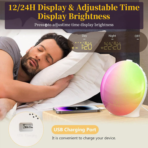 Sunrise Simulation Alarm Clock Wake Up Light With Fm Radio Night Alarm Clocks & Clock Radios