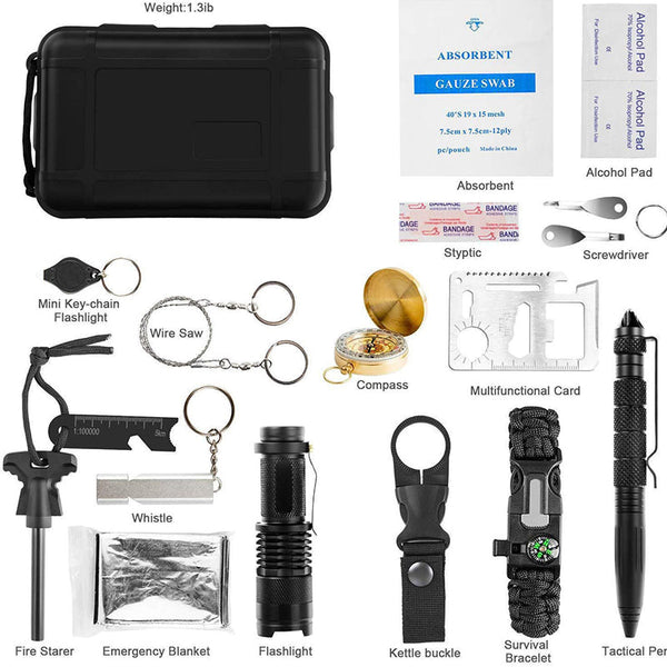Military Grade Outdoor Travel Survival Kit With Mini Camping Tools Emergency Bracelet Whistle Blanke Bracelets