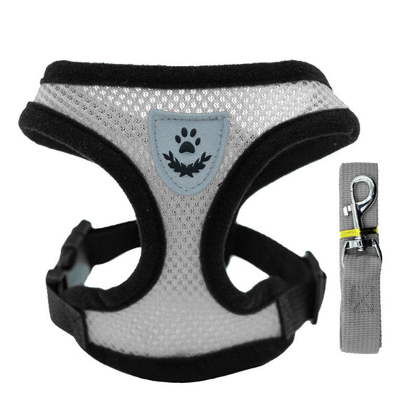 Pet Harness Set (Small Dogs/Cats): Vest Collar Leash. Fits French Bulldogs Chihuahuas Etc. Harnesses