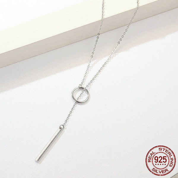 Simple Round And Bar Necklace S925 Sterling Silver Necklaces & Pendants