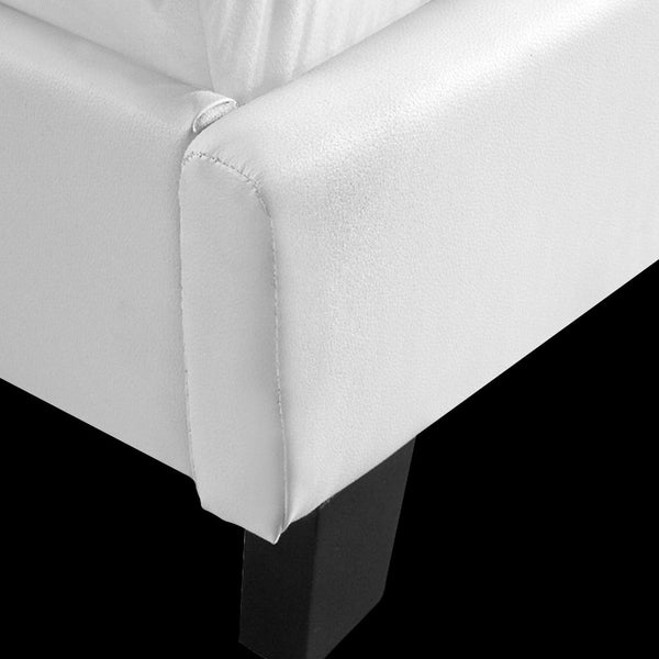 Double Pu Leather Bed Frame Stitched Headboard White Double Bed Frames