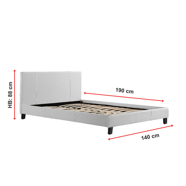 Double Pu Leather Bed Frame Stitched Headboard White Double Bed Frames