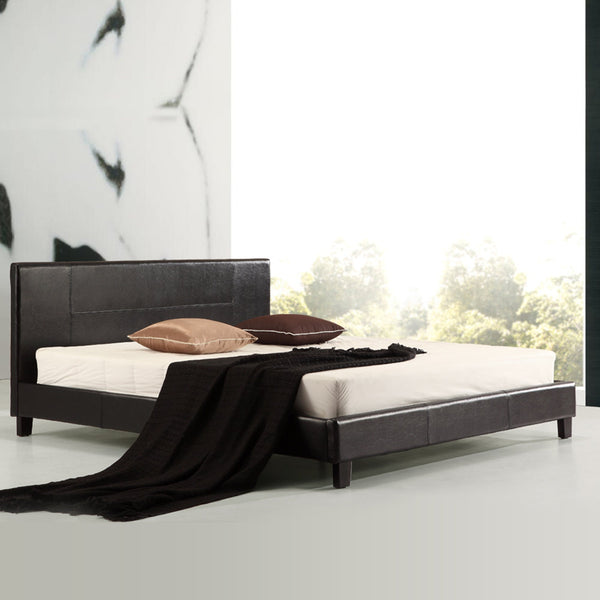 King Pu Leather Bed Frame Brown King Bed Frames