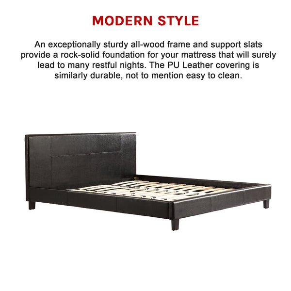 King Pu Leather Bed Frame Brown King Bed Frames