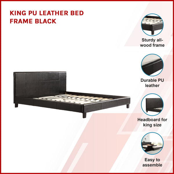 King Pu Leather Bed Frame Black King Bed Frames