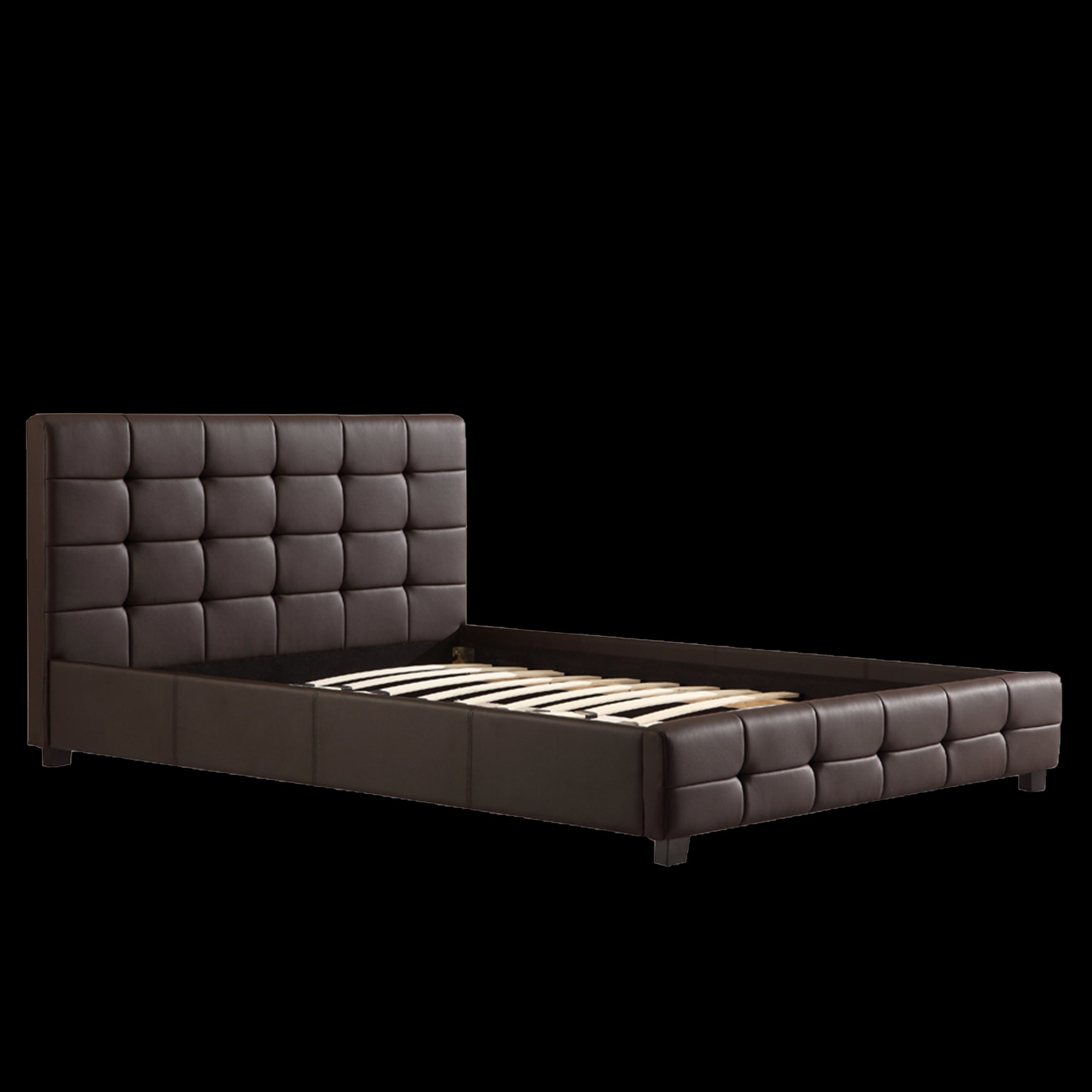 Double Pu Leather Deluxe Bed Frame Brown Double Bed Frames