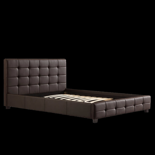 Double Pu Leather Deluxe Bed Frame Brown Double Bed Frames