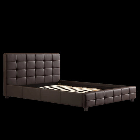 Double Pu Leather Deluxe Bed Frame Brown Double Bed Frames