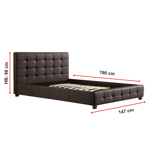 Double Pu Leather Deluxe Bed Frame Brown Double Bed Frames