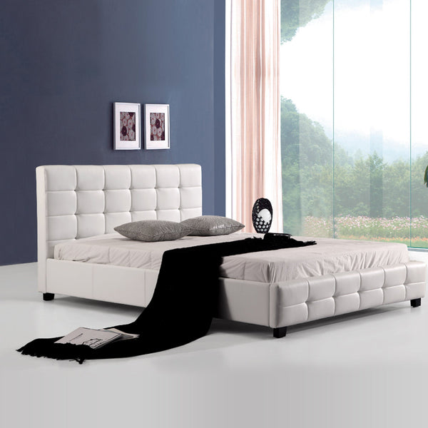 Queen Pu Leather Deluxe Bed Frame White King Bed Frames