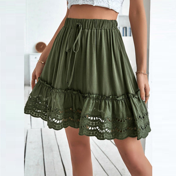 Versatile Casual Women's Lace Patchwork Skirt Skirts